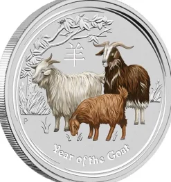 Lunar II Ziege Typeset Silber 2015 +Box +COA*