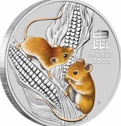 Lunar 3 - Maus - 1 Oz Silber farbig 2020 *