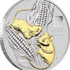 Lunar 3 - Maus - 1 Oz Silber gilded 2020 + Box + CoA *