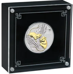 Lunar 3 - Maus - 1 Oz Silber gilded 2020 + Box + CoA *