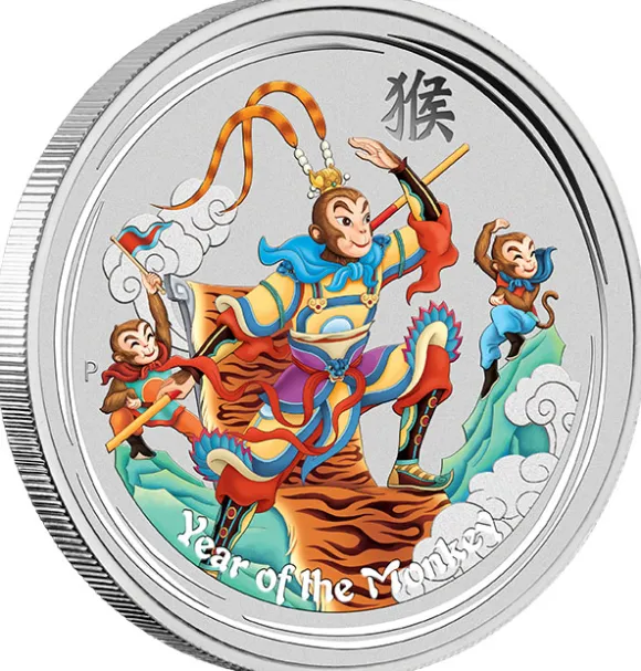 Lunar Monkey King 5 Oz Silber farbig 2016*