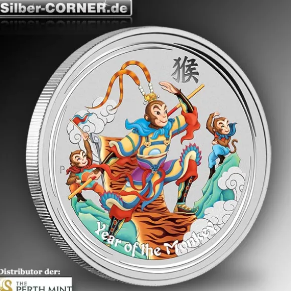 Lunar Monkey King 5 Oz Silber farbig 2016*