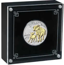 Lunar 3 - Ochse - 1 Oz Silber gilded + Box + Zertifikat*