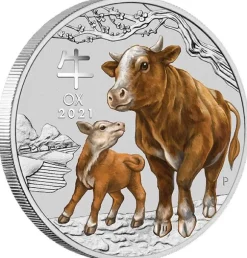 Lunar 3 - Ochse - 1 Unze Silber farbig 2021*