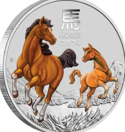 Lunar 3 - Pferd - 2 Oz Silber farbig 2026*