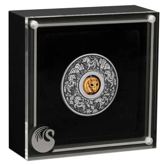 Lunar Pferd Rotating Charm 1 Oz Silber Antik 2026 + Box + COA