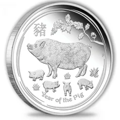 Lunar - Schwein - 1 Oz Silber Proof + Box + COA *