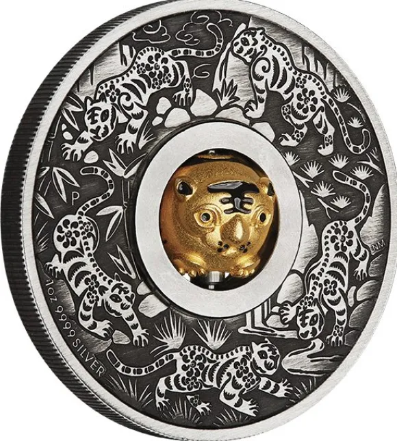 Lunar - Tiger - Rotating 1 Unze Silber 2022 + Box + COA*