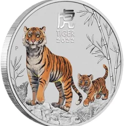 Lunar 3 - Tiger - 5 Unzen Silber farbig 2022*