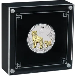 Lunar 3 - Tiger - 1 Unze Silber vergoldet 2022 +Box +COA*