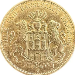 20 Mark Stadtwappen Hamburg Gold verschiedene Jahrgänge