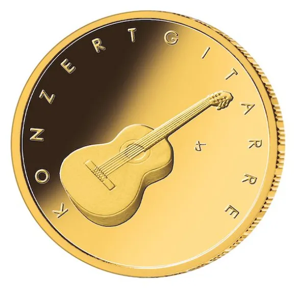 Musikinstrumente - Konzertgitarre - 50 Euro Gold 2022 + Box + COA