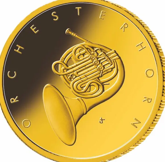 Musikinstrumente - Orchesterhorn - 50 Euro 1/4 Oz Gold 2020 + Box + COA