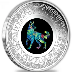 Opal Serie - Jahr des Hundes -1 Oz Silber 2018 *