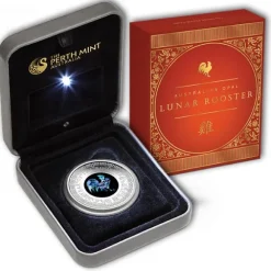 Opal Serie Lunar Hahn 1 Oz Silber + Box + COA *
