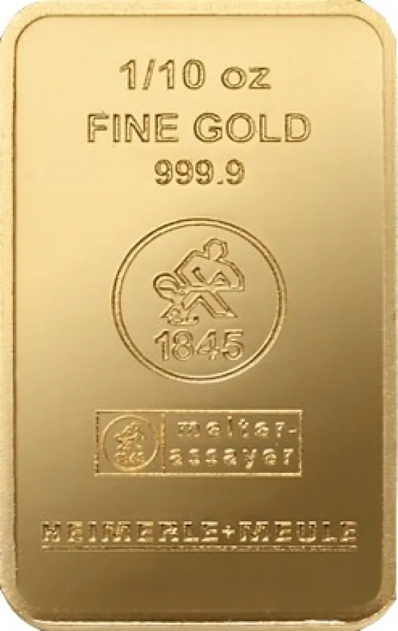 1/10 Oz Goldbarren Heimerle + Meule