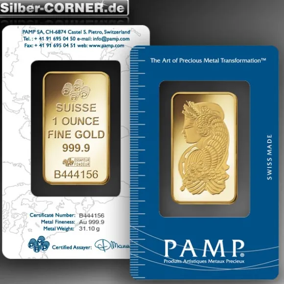 1 Oz Goldbarren Pamp Fortuna