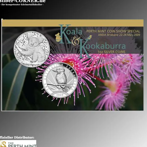 Perth Mint Coin Show Special Kookaburra + Koala 1 Unze Silber 2009*