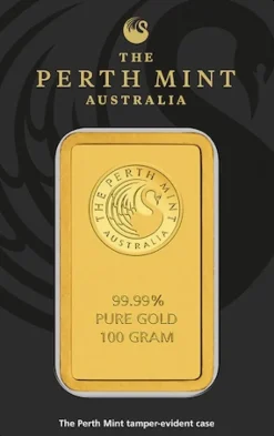 Perth Mint 100 Gramm Goldbarren - Känguru -