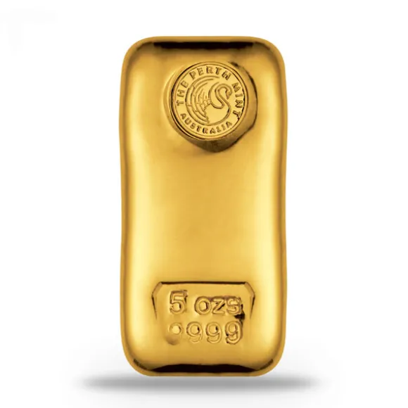 Perth Mint 5 Unzen Goldbarren gegossen