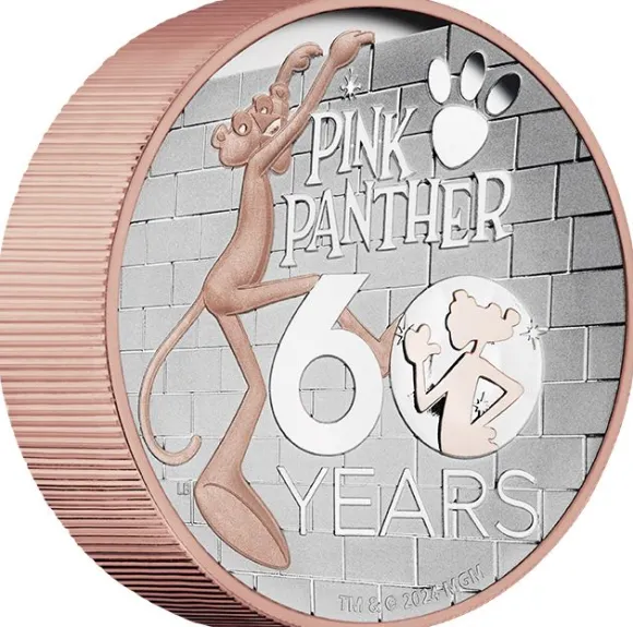 Pink Panther 60th Anniv. 5 Oz Silber Proof High Relief 2024 +Box +COA*