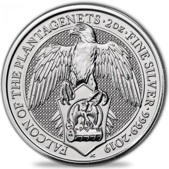 Queens Beasts - Falcon of Plantagenets - 2 Unzen Silber 2019*