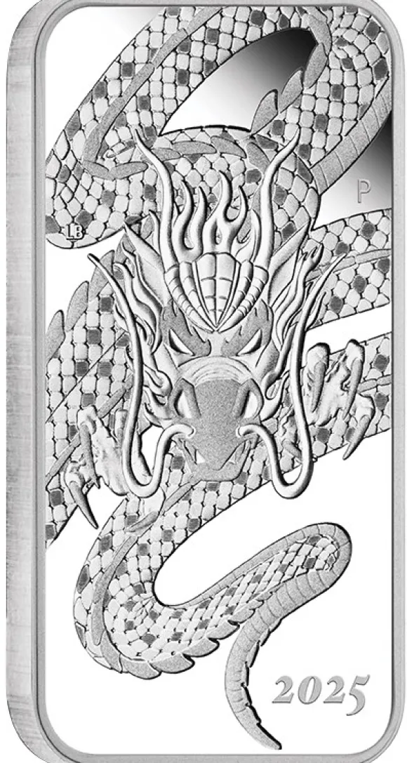 Rectangular Drache 1 Oz Sliber Proof 2025