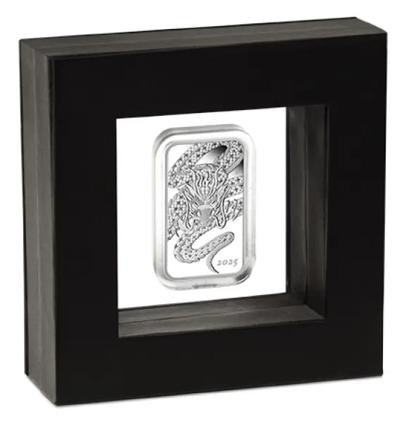 Rectangular Drache 1 Oz Sliber Proof 2025