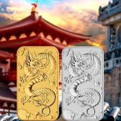 Rectangular Drache 1 Unze Gold 2019