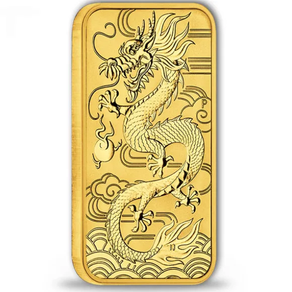 Rectangular Drache 1 Unze Gold 2018