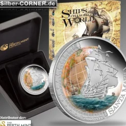 Santa Maria 1 Oz Silber Proof 2011 +Box +COA*