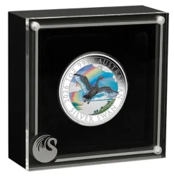 Schwan 1 Oz Silber farbig 2026 - Perth Money Expo +Box +COA
