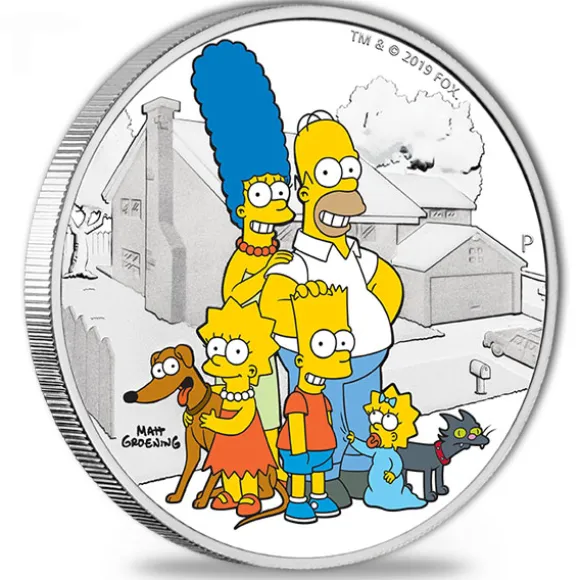 Simpsons - Family - 2 Unzen Silber Proof 2019 +Box +COA *