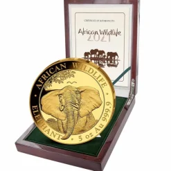 Somalia Elefant 5 Unzen Gold Proof 2021 + Box + COA
