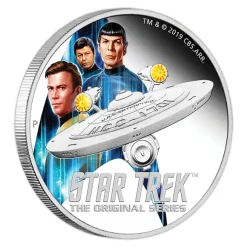 Star Trek USS Enterprise + Crew 2 Oz Silber Proof 2019 +Box +COA*