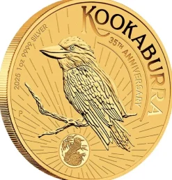 35th Anniv. Australian Kookaburra 1 Oz Silber vergoldet 2025