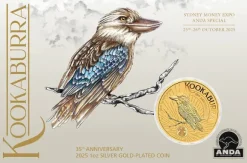 35th Anniv. Australian Kookaburra 1 Oz Silber vergoldet 2025