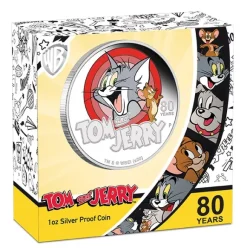 Tom & Jerry 1 Oz Silber 80 Jahre Proof +Box +COA*