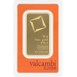 Valcambi 50 Gramm Goldbarren geprägt