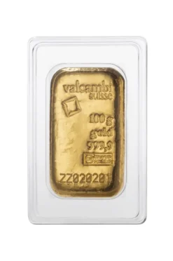 Valcambi 100 Gramm Goldbarren gegossen