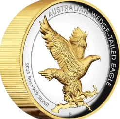 Wedge Tailed Eagle 2023 5 Oz Silber Gilded Relief Proof + Box +COA