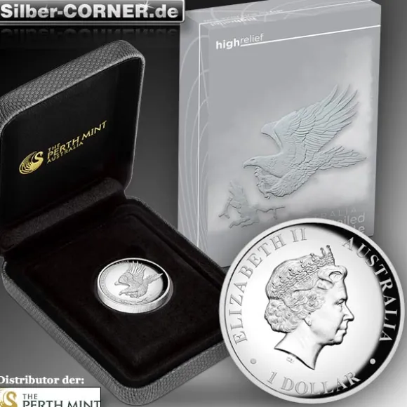 Wedge Tailed Eagle 1 Oz Silber High Relief 2015 + Box*