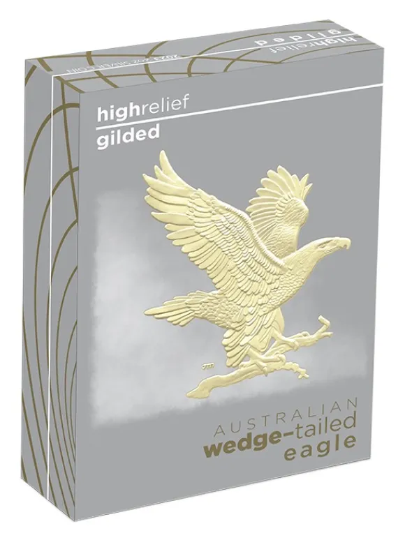 Wedge Tailed Eagle 2 Oz Silber High Relief Gilded 2023 + Box + COA*