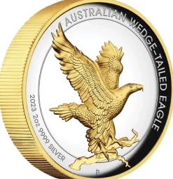 Wedge Tailed Eagle 2 Oz Silber High Relief Gilded 2023 + Box + COA*