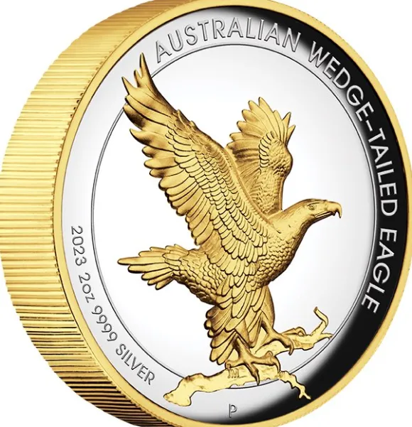 Wedge Tailed Eagle 2 Oz Silber High Relief Gilded 2023 + Box + COA*