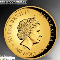 Wedge Tailed Eagle 2 Unzen Gold High Relief 2015 +Box +COA