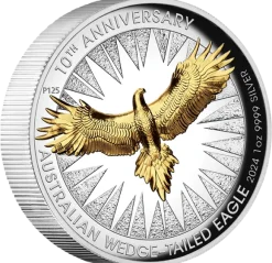 Wedge Tailed Eagle 1 Unze Silber High Relief gilded 2024 +Box +COA*