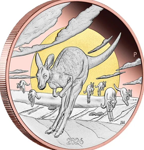 Wonders of Australia 5 Oz Silber Double Gilded 2026 + Box + Zertifikat