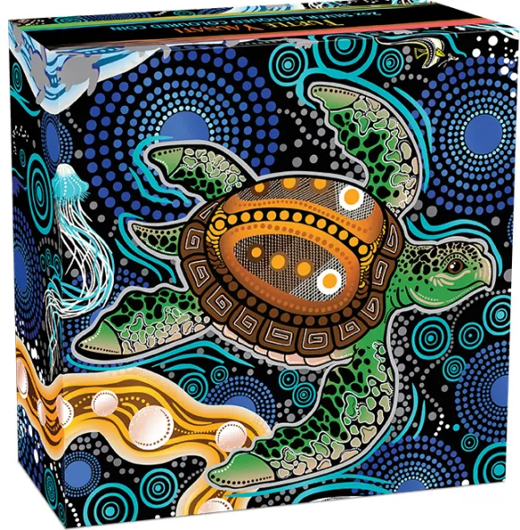 Yaunati Turtle 2 Oz Silber Antik-Finish coloriert 2026 + Box + Zertifikat