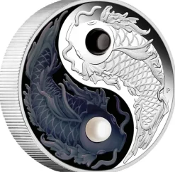 Yin and Yang - Koi Fish - 5 Oz Silber Pearls Proof 2024 +Box +COA*